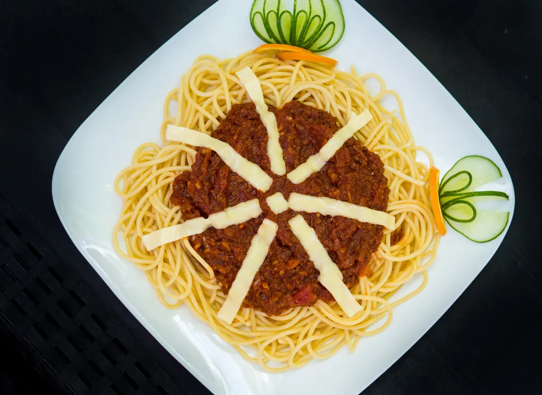 Spaghetti with a tomato sauce